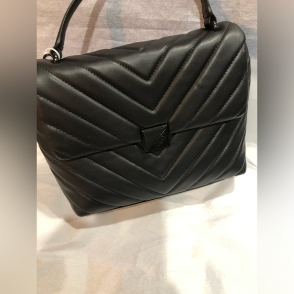 DKNY black quilted puffy clasp top handle satchel bag brand new - Picture 8 of 16